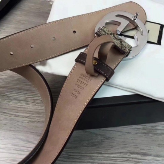 Replica Gucci GG Supreme belt with G buckle beige brown 411924