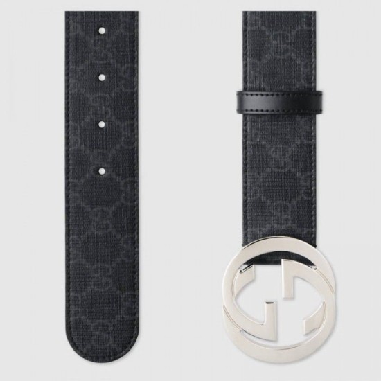 Fake Gucci GG Supreme belt with G buckle black 411924 Replica