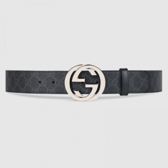 Fake Gucci GG Supreme belt with G buckle black 411924 Replica