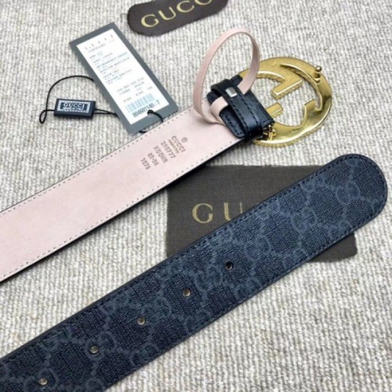 Fake Gucci GG Supreme belt with G buckle black 411924 Replica