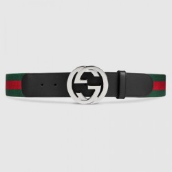 Replica Gucci Web belt with G buckle black 411924