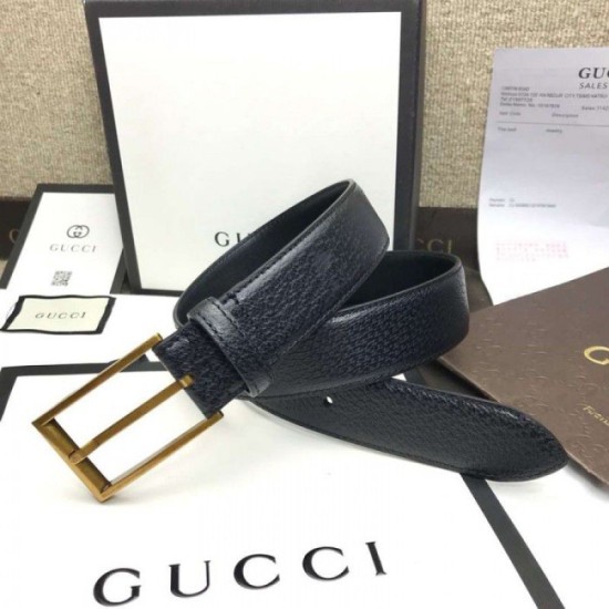 Replica Gucci belt with rectangular buckle black 429028