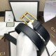 Replica Gucci belt with rectangular buckle black 429028