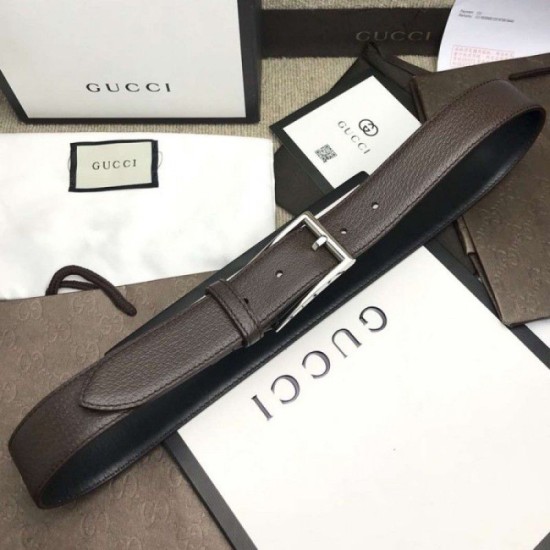Fake Gucci belt with rectangular buckle brown 429028 Replica