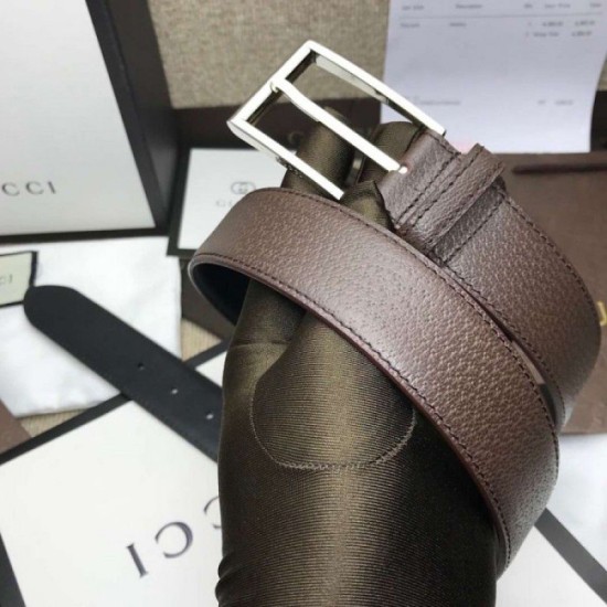 Fake Gucci belt with rectangular buckle brown 429028 Replica