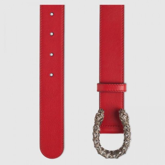Replica Gucci belt with crystal Dionysus buckle red 432142