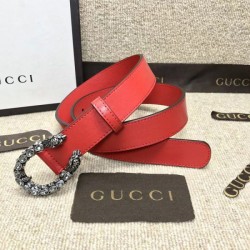 Replica Gucci belt with crystal Dionysus buckle red 432142
