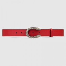 Replica Gucci belt with crystal Dionysus buckle red 432142