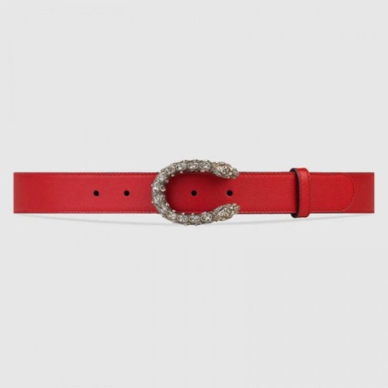 Replica Gucci belt with crystal Dionysus buckle red 432142