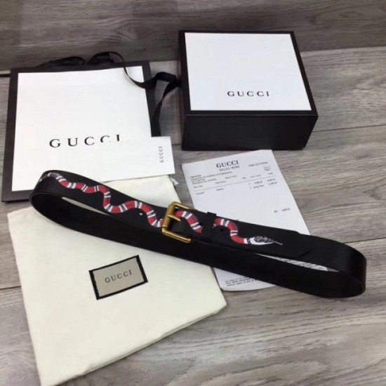 Replica Gucci belt with Kingsnake Black 434520