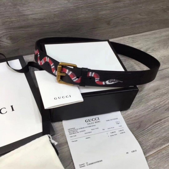Replica Gucci belt with Kingsnake Black 434520