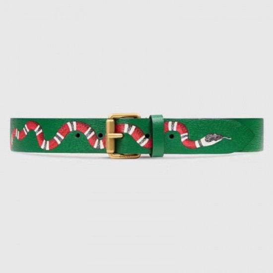 Fake Gucci belt with Kingsnake Green 434520 Replica