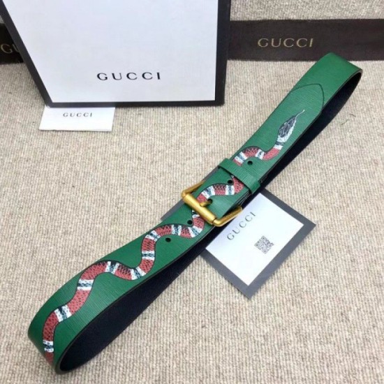 Fake Gucci belt with Kingsnake Green 434520 Replica