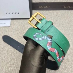 Fake Gucci belt with Kingsnake Green 434520 Replica
