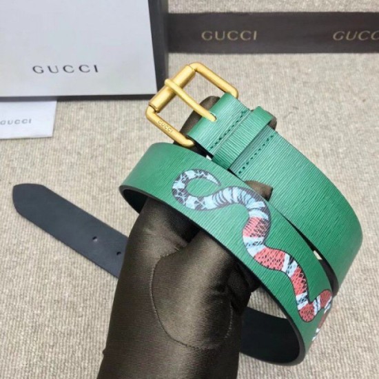 Fake Gucci belt with Kingsnake Green 434520 Replica