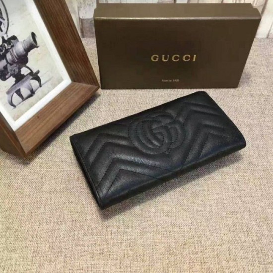 Replica Gucci GG Marmont continental wallet in Black 443436 Replica Gucci GG Marmont continental wallet in Black 443436