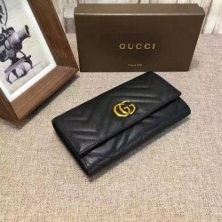 Replica Gucci GG Marmont continental wallet in Black 443436