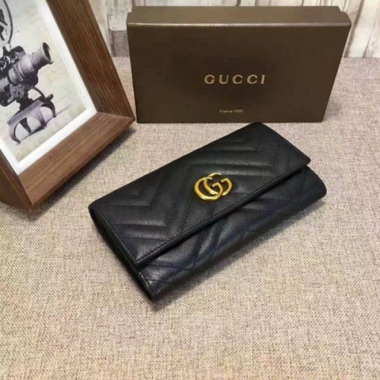 Replica Gucci GG Marmont continental wallet in Black 443436 Replica Gucci GG Marmont continental wallet in Black 443436