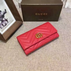 Replica Gucci GG Marmont continental wallet in Red 443436
