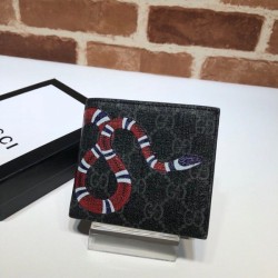 Replica Gucci Kingsnake print GG Supreme wallet black 451268