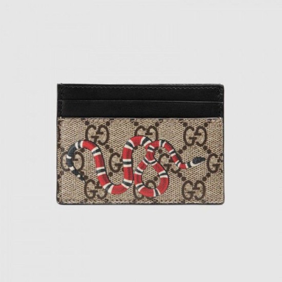 Replica Gucci Kingsnake print GG Supreme card case 451277 Replica Gucci Kingsnake print GG Supreme card case 451277