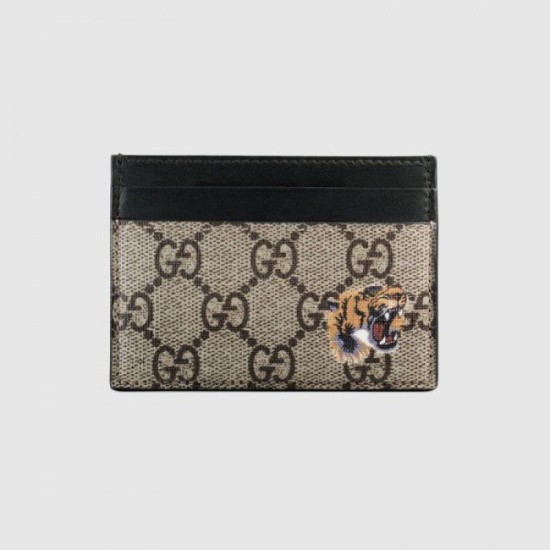 Fake Gucci Tiger print GG Supreme card case 451277 Replica Replica Gucci Tiger print GG Supreme card case 451277