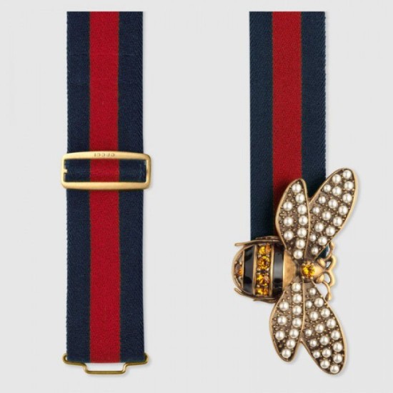 Fake Gucci Web belt with bee blue-red 453277 Replica Replica Gucci Web belt with bee blue-red 453277