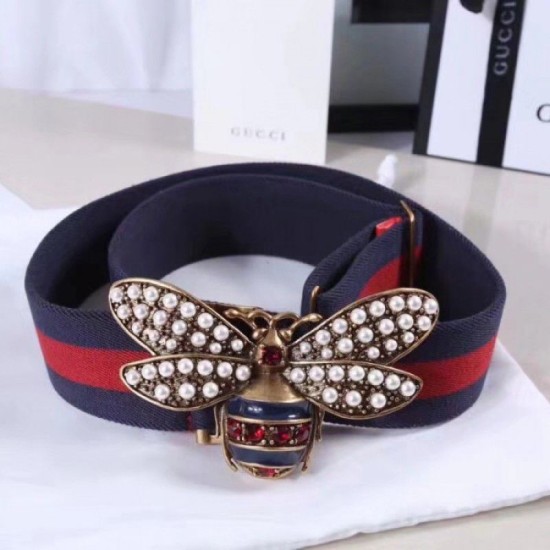 Fake Gucci Web belt with bee blue-red 453277 Replica Replica Gucci Web belt with bee blue-red 453277