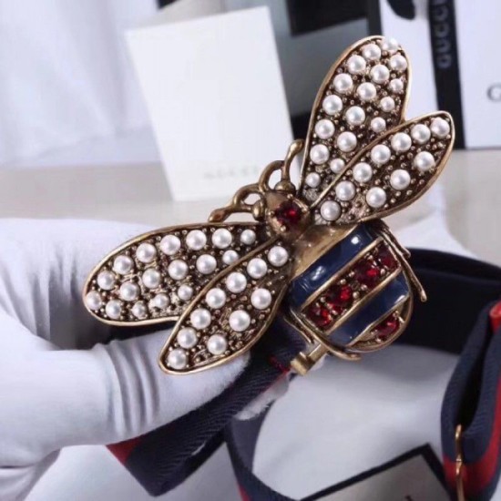 Fake Gucci Web belt with bee blue-red 453277 Replica Replica Gucci Web belt with bee blue-red 453277