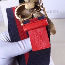 Replica Gucci Web belt with bee blue-red 453277