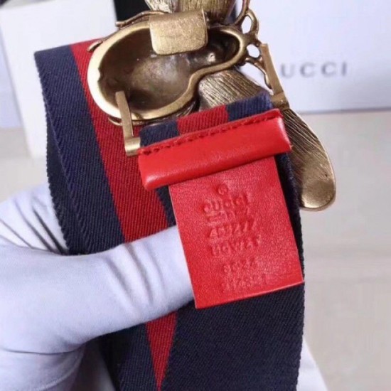 Fake Gucci Web belt with bee blue-red 453277 Replica Replica Gucci Web belt with bee blue-red 453277