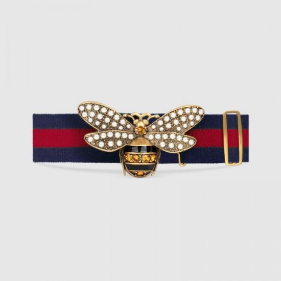 Fake Gucci Web belt with bee blue-red 453277 Replica Replica Gucci Web belt with bee blue-red 453277