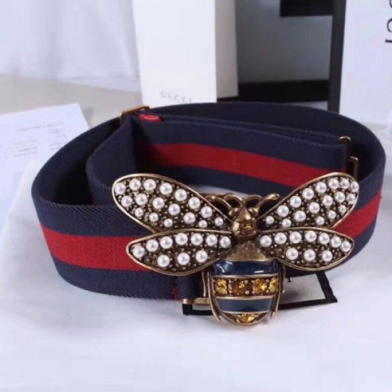 Fake Gucci Web belt with bee blue-red 453277 Replica Replica Gucci Web belt with bee blue-red 453277