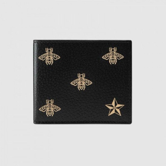 Replica Gucci Bee Star bi-fold wallet black 495055 Replica Gucci Bee Star bi-fold wallet black 495055