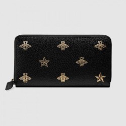 Fake Gucci Bee Star zip around wallet black 495062 Replica