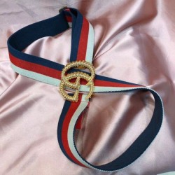 Fake Gucci Web elastic belt with torchon Double G buckle 524101 Replica