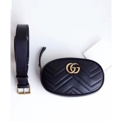 Replica Gucci GG Marmont Matelasse Leather Belt Bag 476434 Black