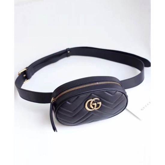 Replica Gucci GG Marmont Matelasse Leather Belt Bag 476434 Black Replica Gucci GG Marmont Matelasse Leather Belt Bag 476434 Black