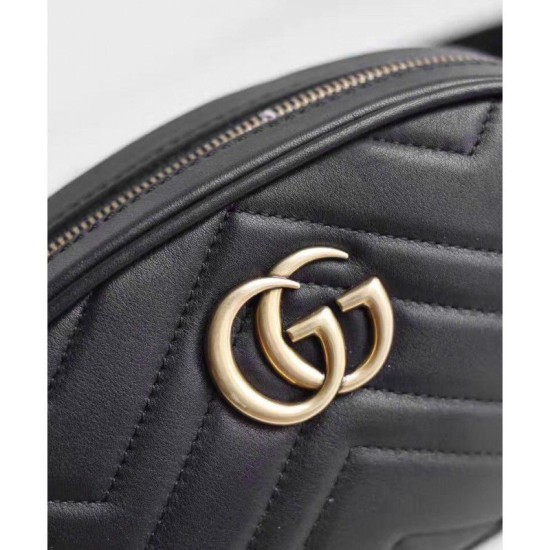 Replica Gucci GG Marmont Matelasse Leather Belt Bag 476434 Black Replica Gucci GG Marmont Matelasse Leather Belt Bag 476434 Black
