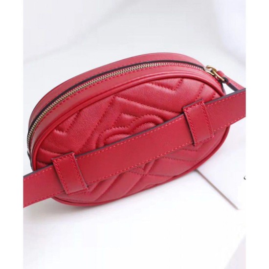 Fake Gucci GG Marmont Matelasse Leather Belt Bag 476434 Red Replica Replica Gucci GG Marmont Matelasse Leather Belt Bag 476434 Red