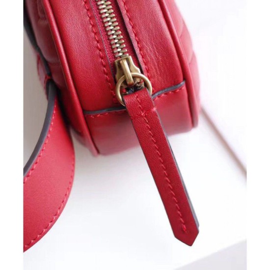 Fake Gucci GG Marmont Matelasse Leather Belt Bag 476434 Red Replica Replica Gucci GG Marmont Matelasse Leather Belt Bag 476434 Red