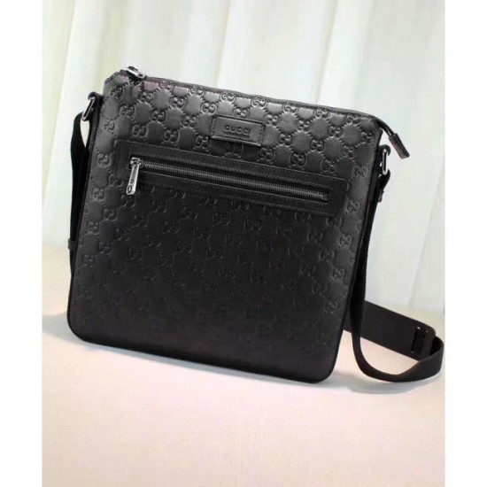Replica Gucci Signature Leather Messenger 406408 Black Replica Gucci Signature Leather Messenger 406408 Black