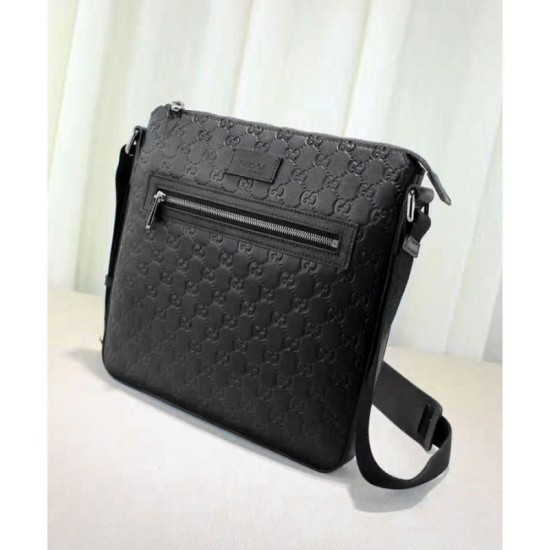 Replica Gucci Signature Leather Messenger 406408 Black Replica Gucci Signature Leather Messenger 406408 Black