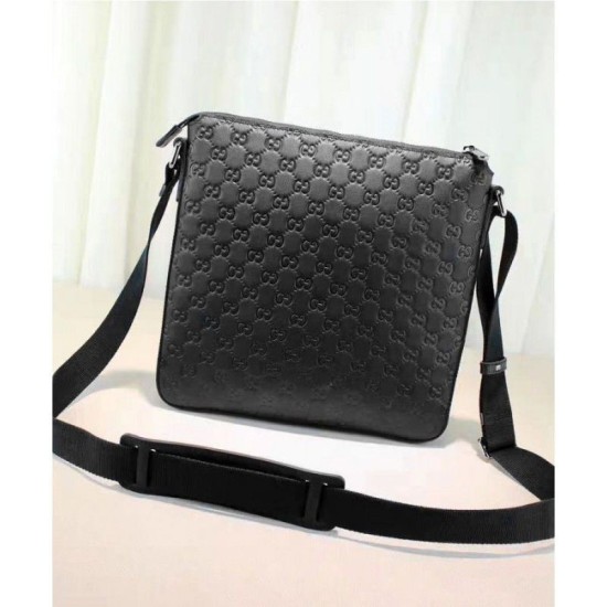 Replica Gucci Signature Leather Messenger 406408 Black Replica Gucci Signature Leather Messenger 406408 Black