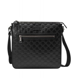 Replica Gucci Signature Leather Messenger 406408 Black