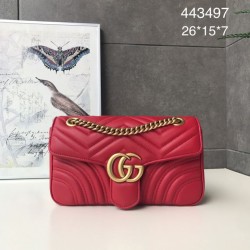 Fake Gucci GG Marmont Matelasse Mini Bag 443497 Red Replica