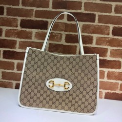 Replica Gucci 1955 Horsebit Medium Tote Bag 623694 White