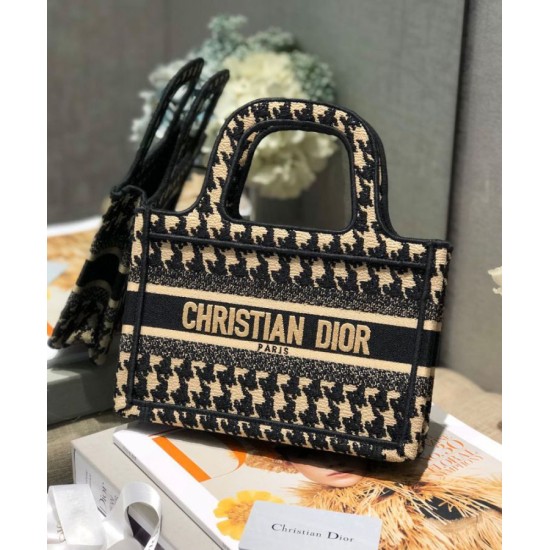 Fake Christian Dior Mini Houndstooth Embroidery Book Tote Handbag Cream Replica Fake Christian Dior Mini Houndstooth Embroidery Book Tote Handbag Cream Replica