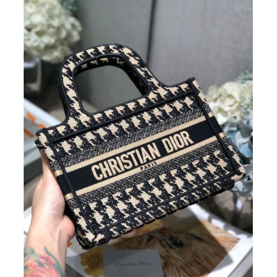 Fake Christian Dior Mini Houndstooth Embroidery Book Tote Handbag Cream Replica Fake Christian Dior Mini Houndstooth Embroidery Book Tote Handbag Cream Replica