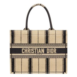 Replica Christian Dior Book Tote Bayadere Small Embroidered Tote Apricot